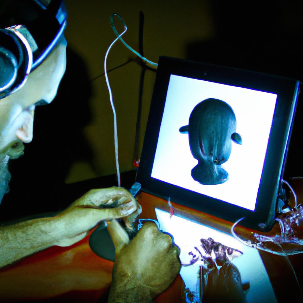 Person creating digital sculpture art